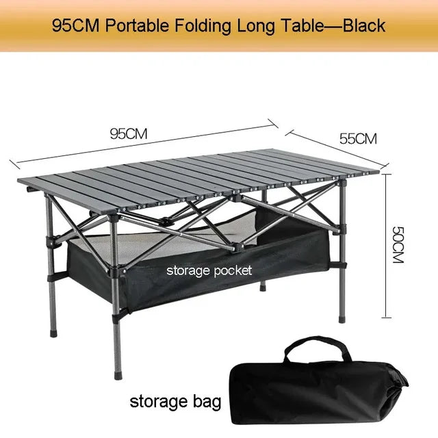 Outdoor Folding Long Table Tourist Portable Storage Egg Roll Table Camping Desk Barbecue Easy To Install Picnic Outdoor Tables