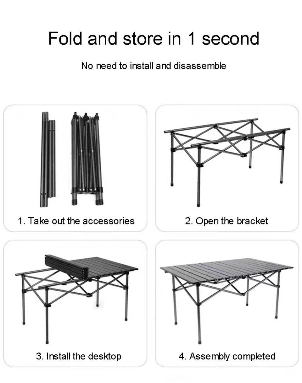 Outdoor Folding Long Table Tourist Portable Storage Egg Roll Table Camping Desk Barbecue Easy To Install Picnic Outdoor Tables