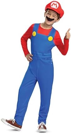 Disguise Boys Mario Costume Super Mario Brothers Kids Costume with Hat and Mustache