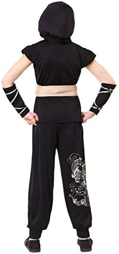 Guardian Ninja Costume for Girls Black Jumpsuit with Gold Trim