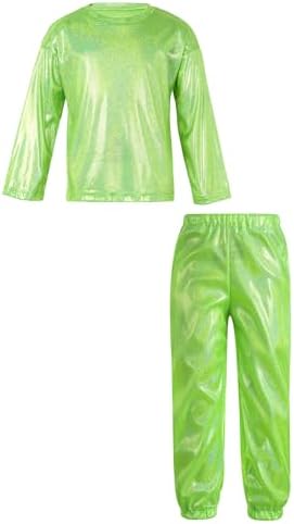 Kaerm Boys Dance Costume Set with Harem Pants and Glittery T-Shirt