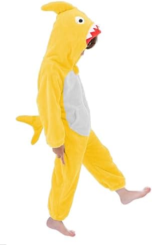 LOLANTA Dinosaur Shark Flannel Jumpsuit Kids Costume