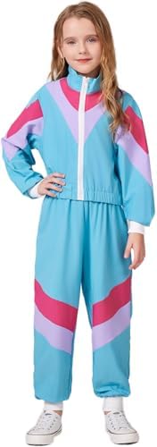 80s90s Retro Windbreaker Set for Girls Track Costume Outfit with Matching Headband