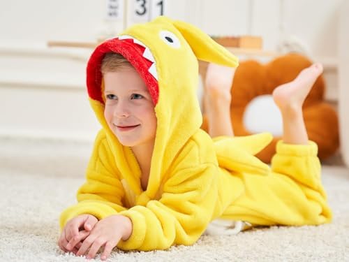 LOLANTA Dinosaur Shark Flannel Jumpsuit Kids Costume