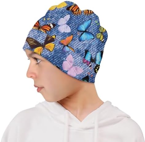 Parprinty Girls Butterfly Floral Knitted Beanie Hat