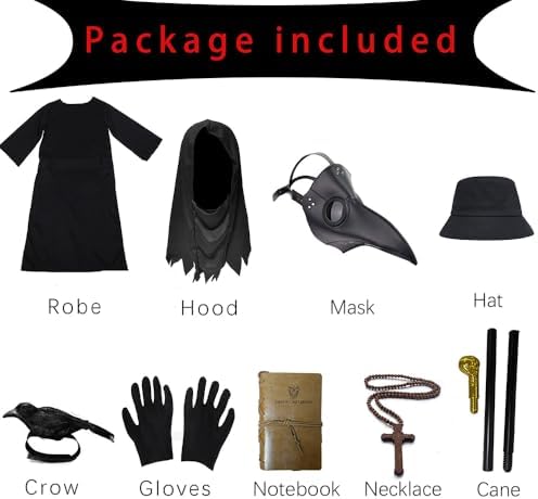 SENLI Plague Doctor Costume for Kids 9 in 1 Halloween Set