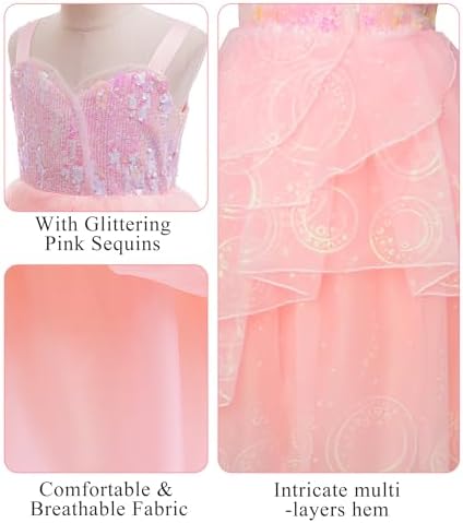 Btonai Kids Pink Witch Costume with Crown and Wand 1