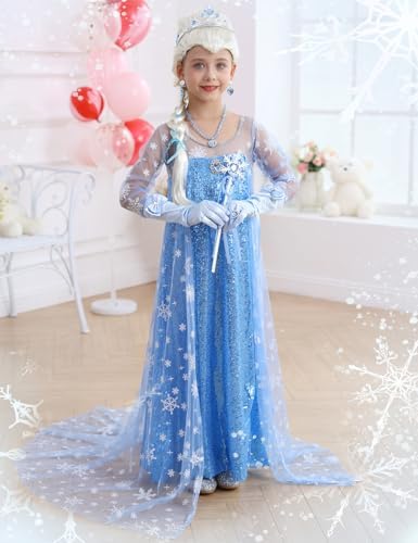 ZaisuiFun Princess Elsa Sequin Dress for Girls Halloween Party Costume