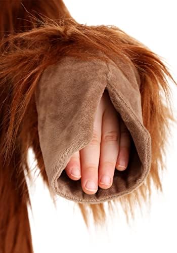 Kids Highland Cow Costume Faux Fur Velour Jumpsuit Adjustable Hood X-Large