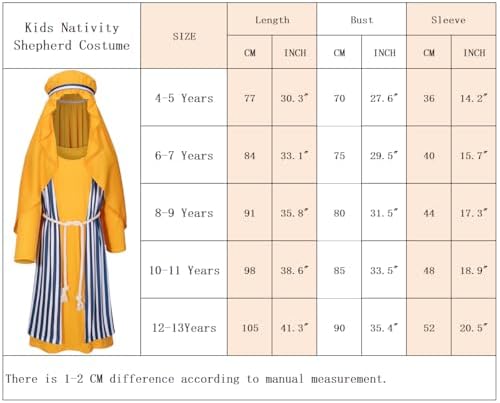 Tokyo Reengers Kids Shepherd Nativity Costume Joseph Boys Halloween and Cosplay Costume Set