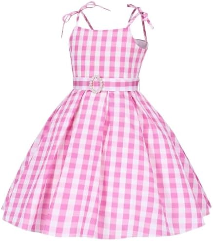 SZ-TONDA Girls Pink Plaid Costume Dress - Movie Cosplay Birthday Halloween Party Outfit