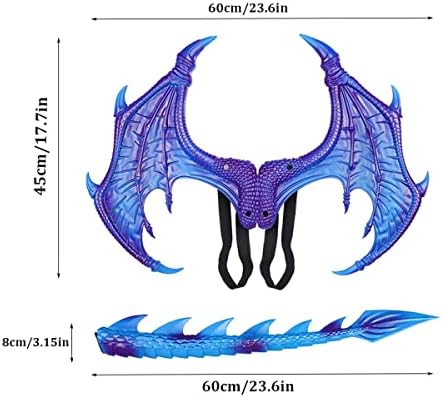 HoVoltaChildrens Dragon Wing Costume Dinosaur Tail Mask Set for Kids Halloween Costume