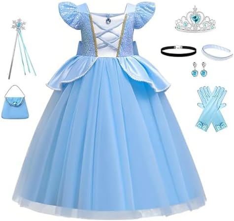 WYB Princess Halloween Costume Dress with Accessories for Girls 4-12