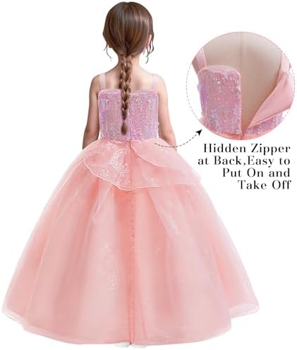 Btonai Kids Pink Witch Costume with Crown and Wand 1