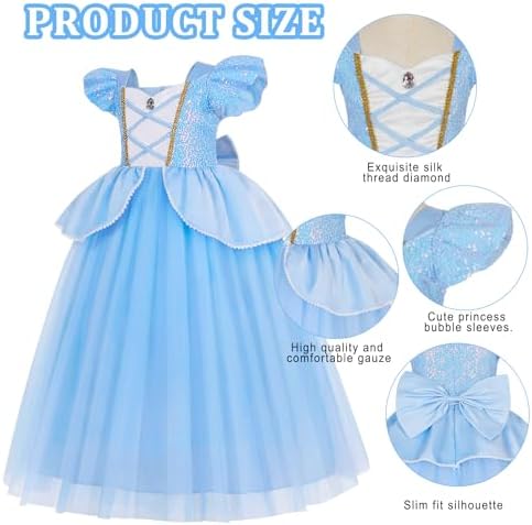 WYB Princess Halloween Costume Dress with Accessories for Girls 4-12