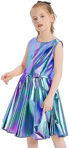 Techcity Girls Sparkle Flared Metallic Dress with Sunglasses
