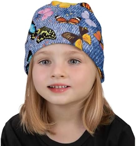 Parprinty Girls Butterfly Floral Knitted Beanie Hat