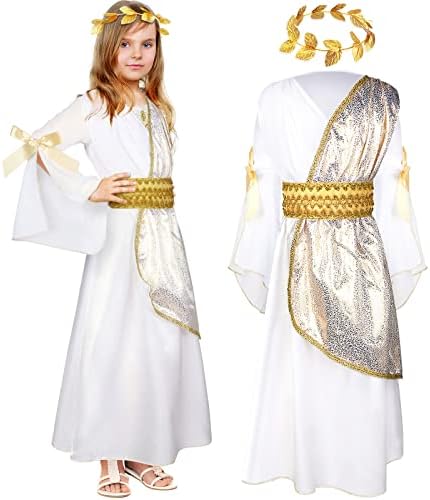 Geyoga Womens Greek Toga Costume Halloween Special Roman Crown Leaf Wreath 2-Piece