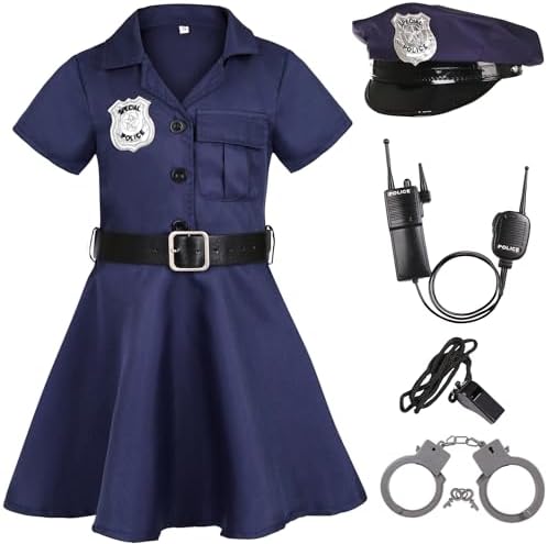 Girls Police Officer Costume Set for Halloween and Themed Events
