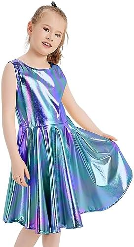 Techcity Girls Sparkle Flared Metallic Dress with Sunglasses