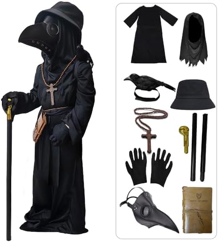 SENLI Plague Doctor Costume for Kids 9 in 1 Halloween Set