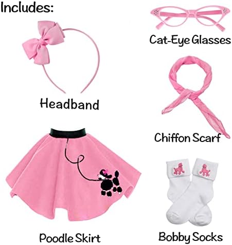 FAYBOX 1950s Poodle Skirt Costume Set for Girls 1