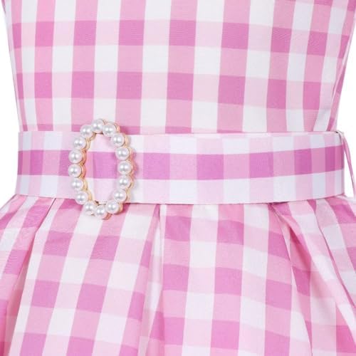 SZ-TONDA Girls Pink Plaid Costume Dress - Movie Cosplay Birthday Halloween Party Outfit