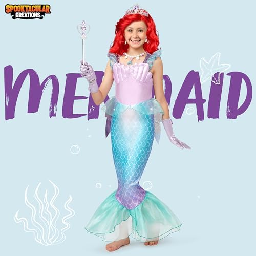 Spooktacular Mermaid Princess Costume Dress Up Set for Girls