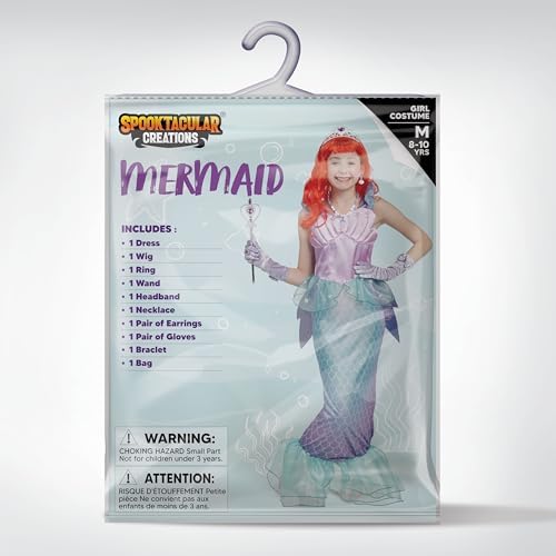 Spooktacular Mermaid Princess Costume Dress Up Set for Girls