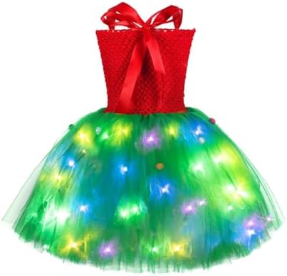 Toddler Girls Christmas Costume Mesh Tulle Dress with LED Headband Set 1