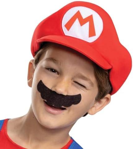 Disguise Boys Mario Costume Super Mario Brothers Kids Costume with Hat and Mustache