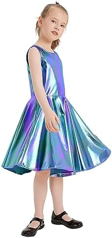 Techcity Girls Sparkle Flared Metallic Dress with Sunglasses