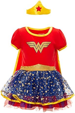Warner Bros Justice League Wonder Woman Girls Cosplay Costume Dress Cape Headband