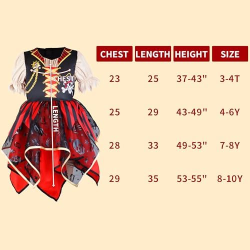 IKALI Girls Pirate Costume with Hat and Accessories 1