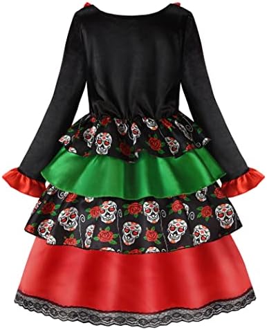 ReliBeauty Kids Day of the Dead Sugar Skull costume for Girls