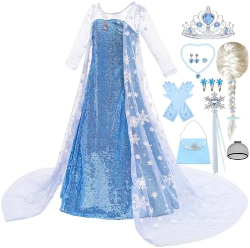 ZaisuiFun Princess Elsa Sequin Dress for Girls Halloween Party Costume