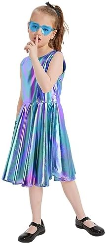 Techcity Girls Sparkle Flared Metallic Dress with Sunglasses
