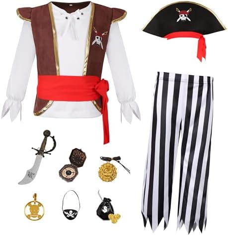 Kids Pirate Costume with Accessories Halloween Party Set for Boys
