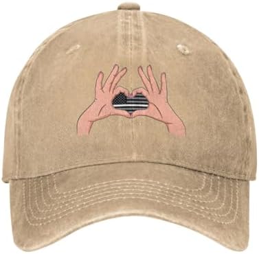 Holding A Heart United States Thin White Line Flag Baseball Cap