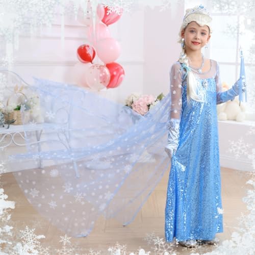 ZaisuiFun Princess Elsa Sequin Dress for Girls Halloween Party Costume