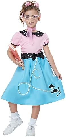 Blue 50s Sock Hop Dress for Girls - Classic 1950s Costumes