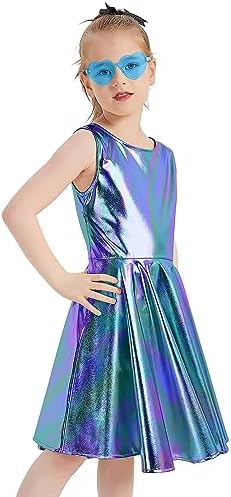 Techcity Girls Sparkle Flared Metallic Dress with Sunglasses