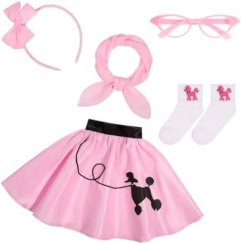 1950s Costume 50s Pink Poodle Skirt Set for Girls