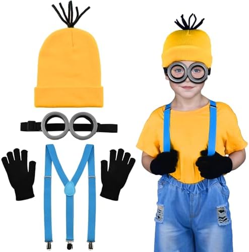 VanILD Steampunk Accessories 4PC costume Steampunk Goggles Beanie Hats Gloves and Suspenders