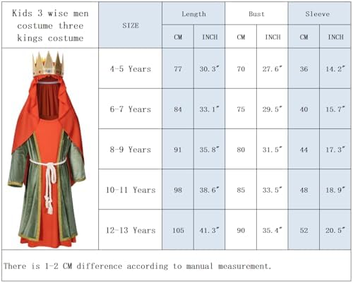3 Wise Men Costume for Boys - Biblical Nativity Season Shirt Accessories