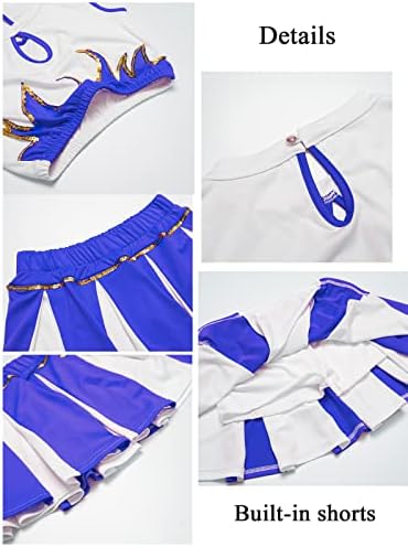 Lolanta Girls Cheerleader Costume Pleated Skirt Set w Pom Poms