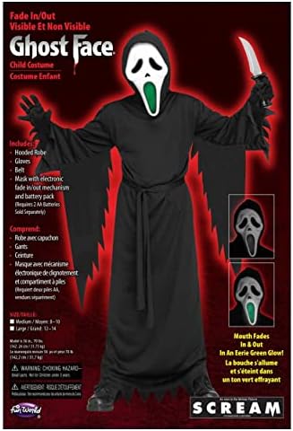 Kids Light-Up Fading Mouth Ghost Face Costume Small