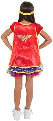 Warner Bros Justice League Wonder Woman Girls Cosplay Costume Dress Cape Headband