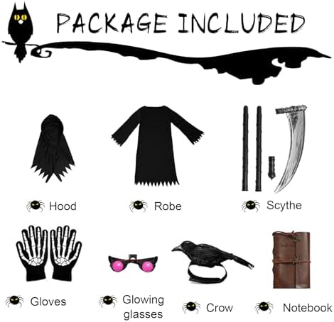 Onory Halloween Costume Kids Grim Reaper Costume Scary Halloween Party Favors