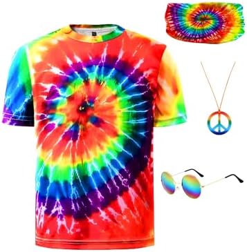 Inrajoper Boys 4 Pcs Hippie Costume Set 60s 70s 1